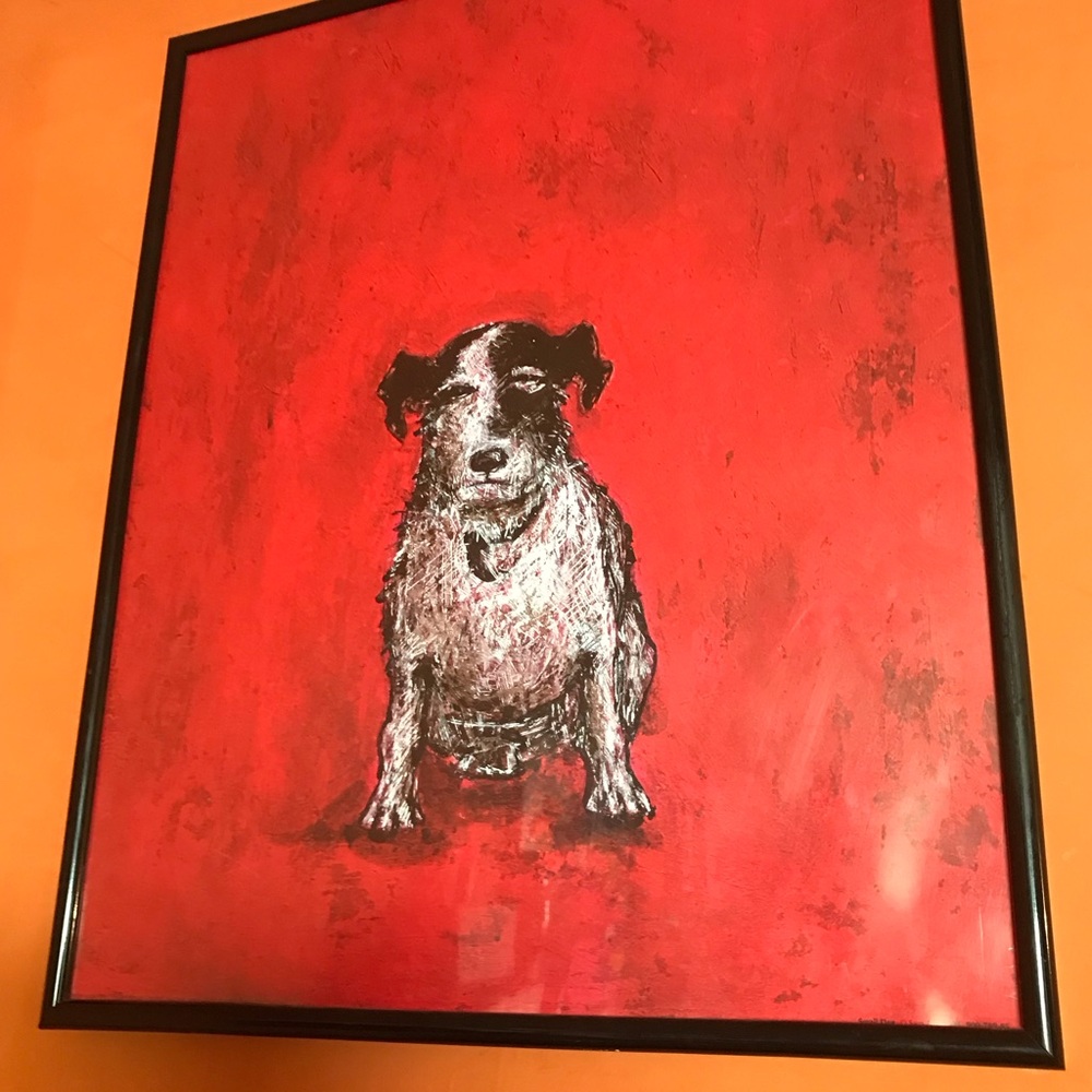 Framed Dog Art Print - Red and Black - Picture 2 of 5
